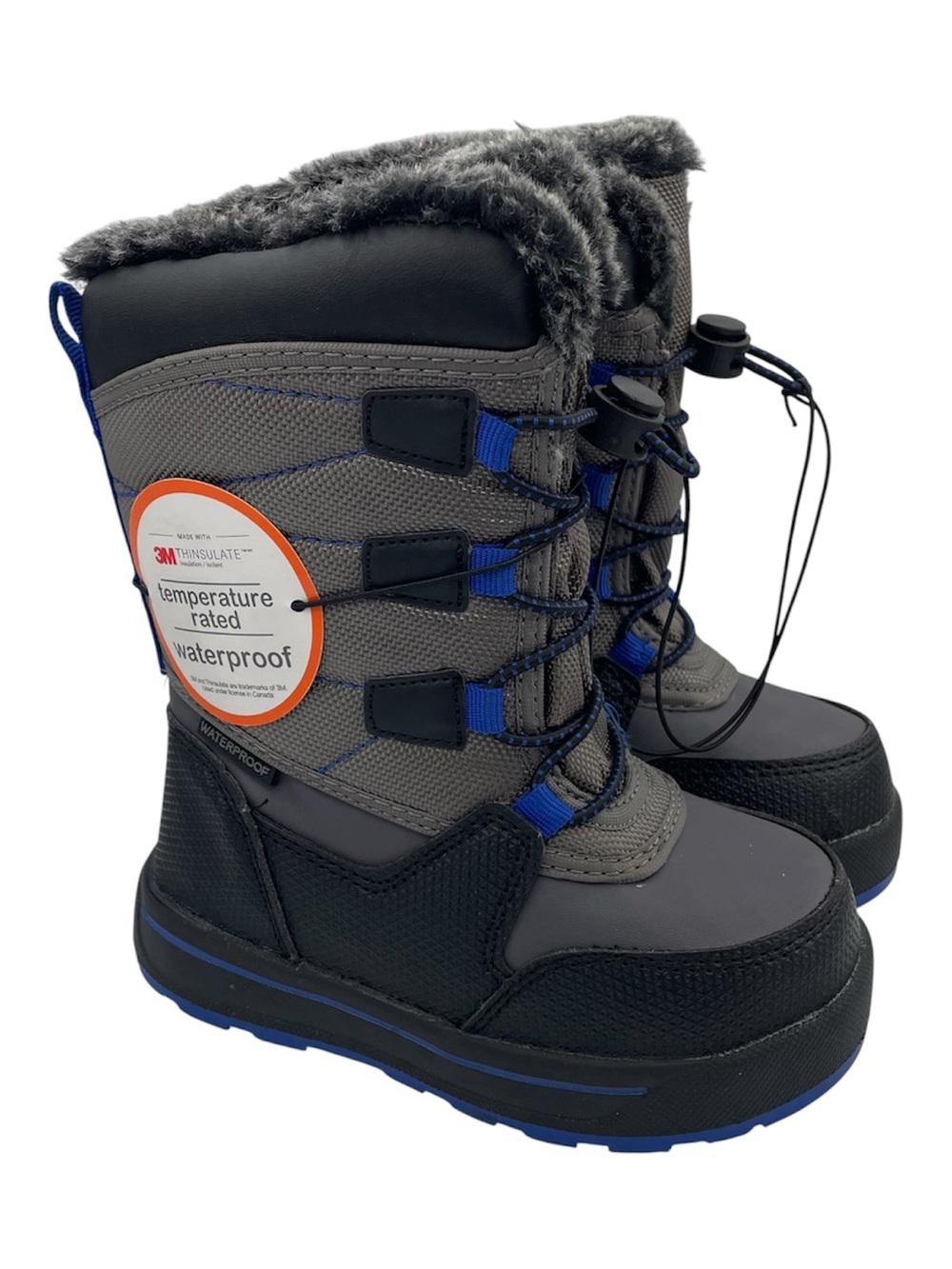 Wonder Nation insulated waterproof boys black/blue boots Size 8